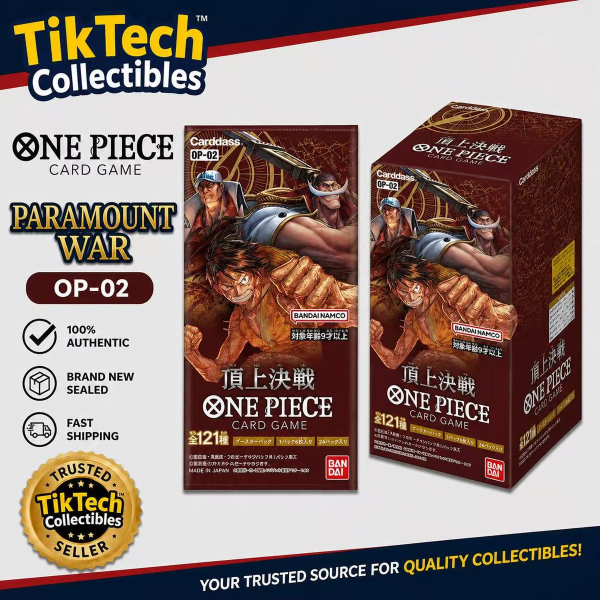 One Piece Card Game OP-02 Paramount War Booster Box Japanese Sealed